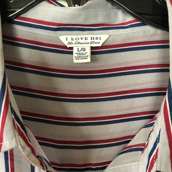 I Love H81 Gray Striped Button Down Size Large - Picture 4 of 6